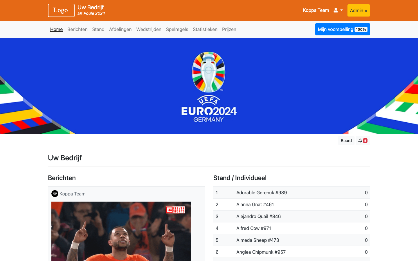 EK Poule 2024 Bedrijfspoule.nl