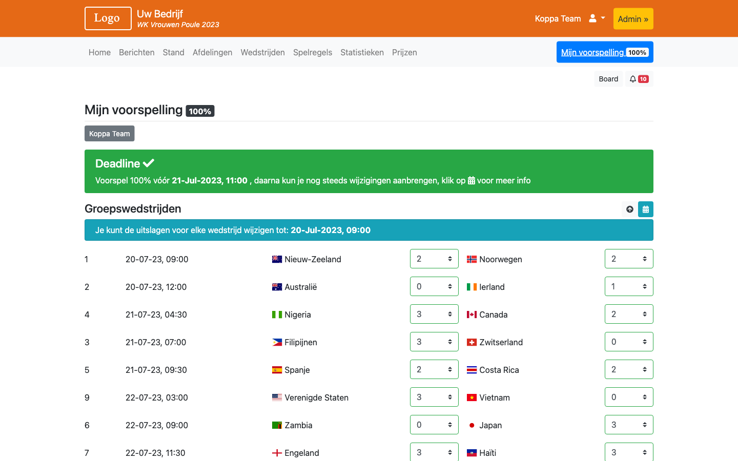 WK Vrouwen Poule 2023 - EK Poule 2024