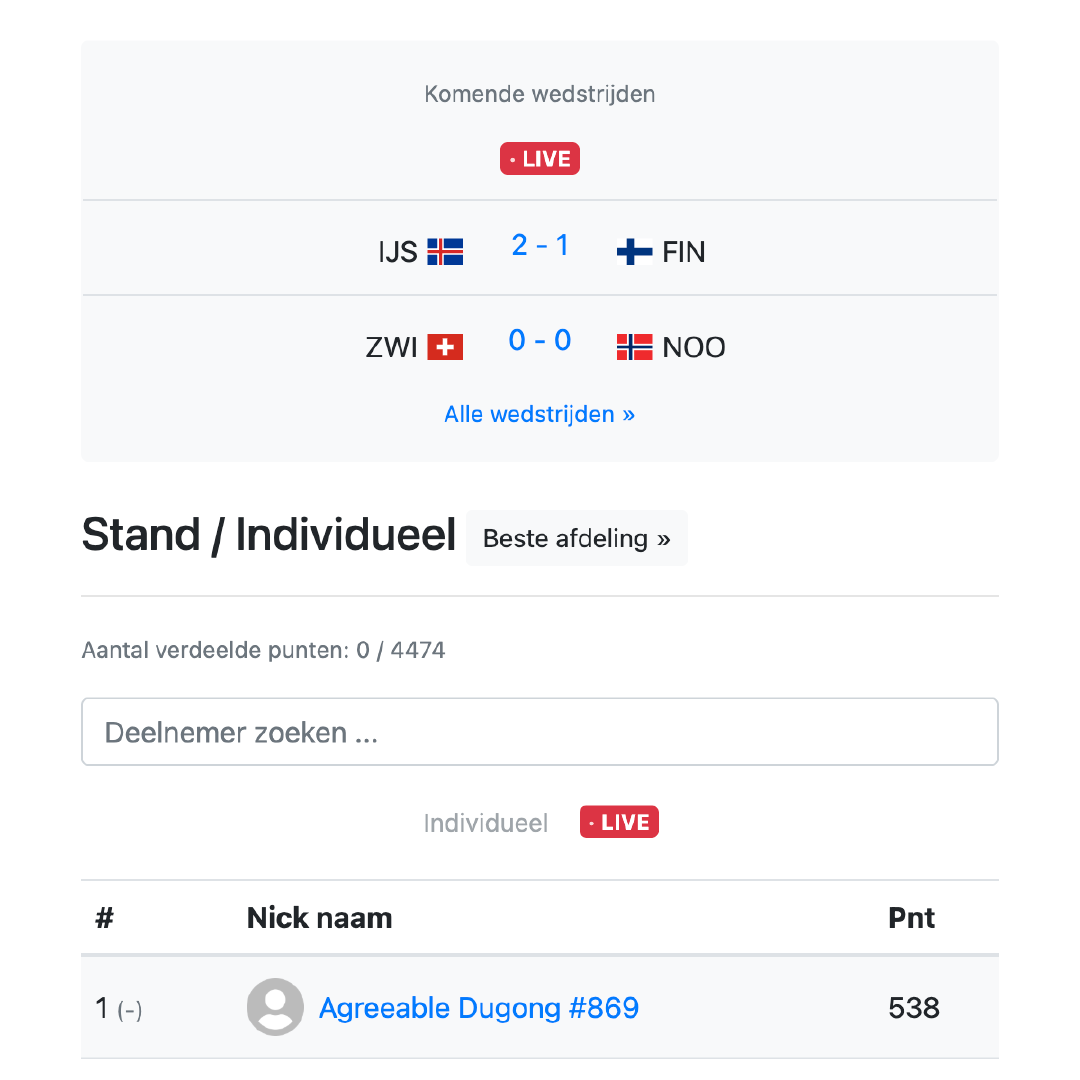 Live updates - WK Poule 2026