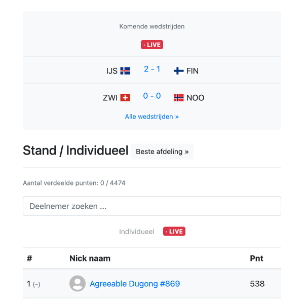 Live updates - WK Poule 2026