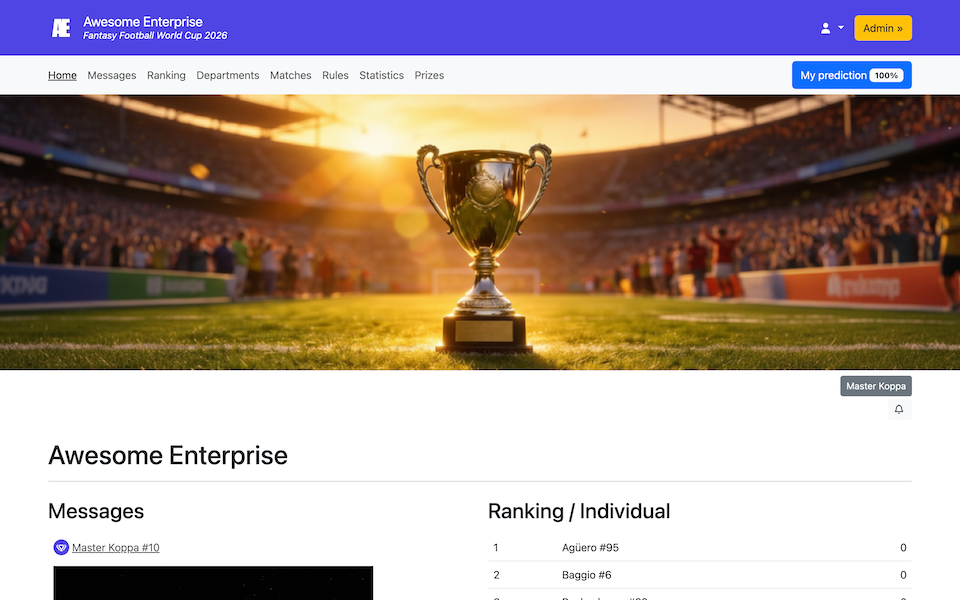 Home en voorspellingsoverzicht