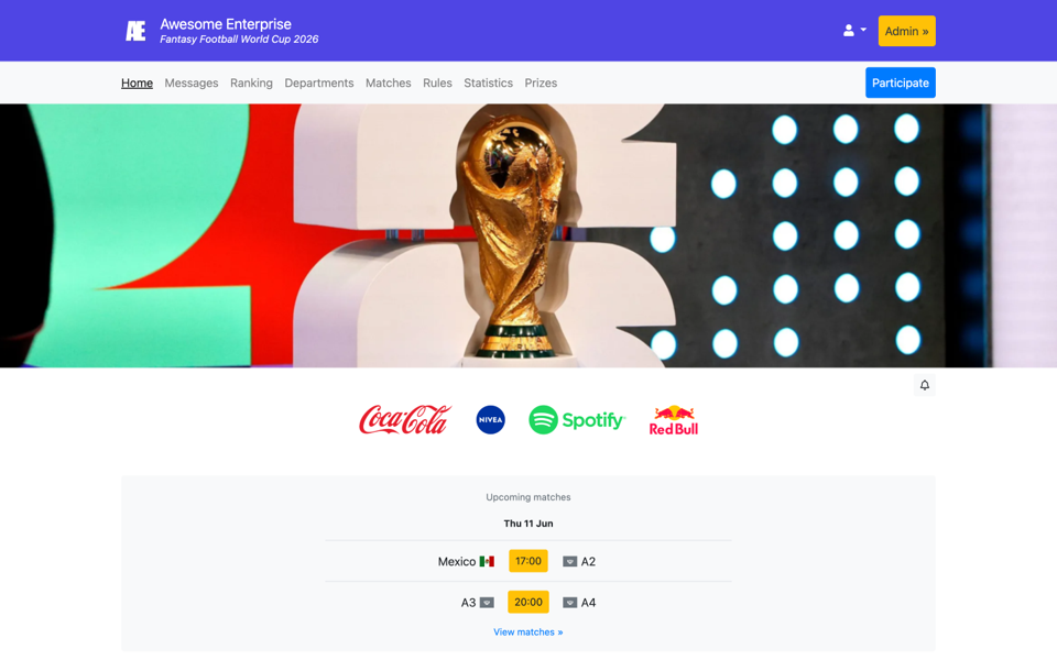 Home en voorspellingsoverzicht